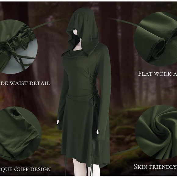 Green Hooded Dress - Never Worn - Picture 3 of 5